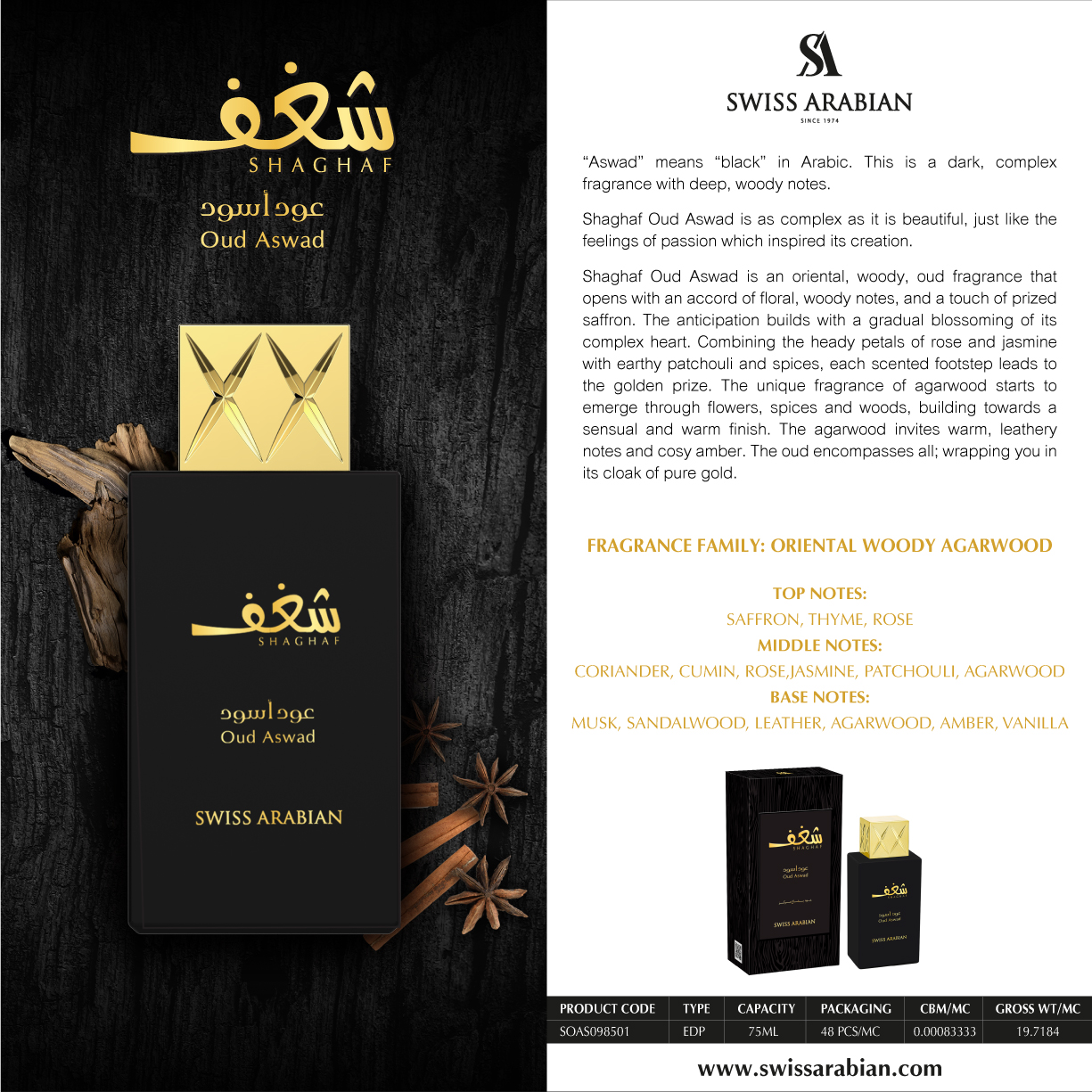 Swiss arabian sales oud aswad